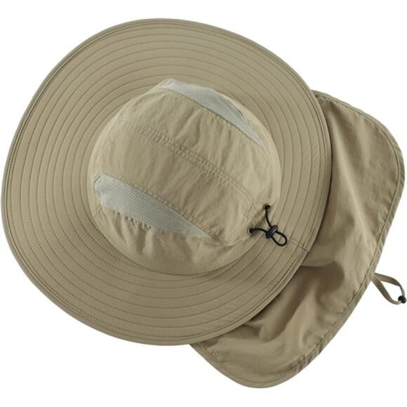 Home Prefer Mens UPF 50+ Sun Protection Cap Wide Brim Fishing Hat with Neck - Picture 2 of 7